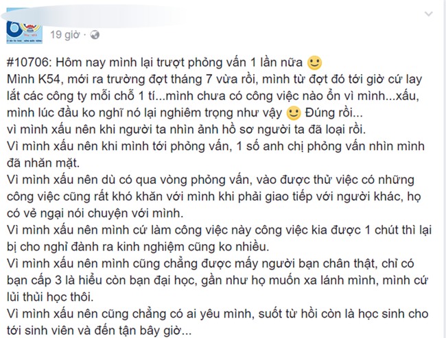Lời chua xót của cô gái vì xấu xí nên không xin được việc, chẳng có ai yêu, chỉ muốn tự tử gây sốt mạng - Ảnh 2.