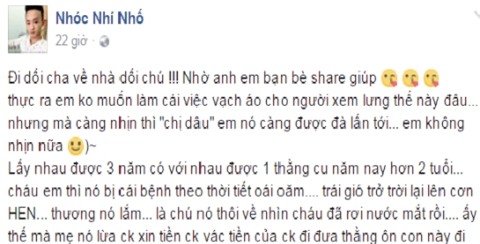 Vo bi to ngoai tinh, mang tien cua chong bao ban giai