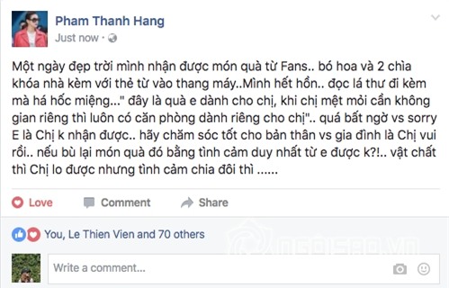 Thanh Hằng, siêu mẫu Thanh Hằng, Thanh Hằng được tặng nhà, sao Việt