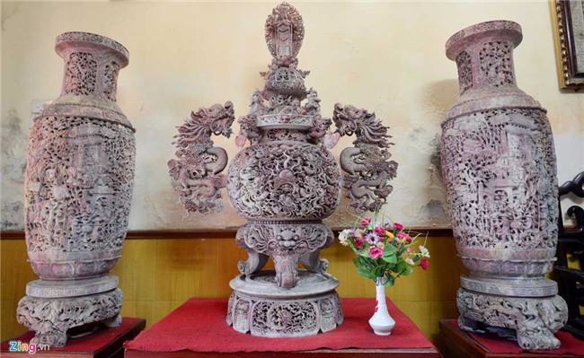 đồ thủ công, bộ lư lọ, đồ chạm khắc bằng đá