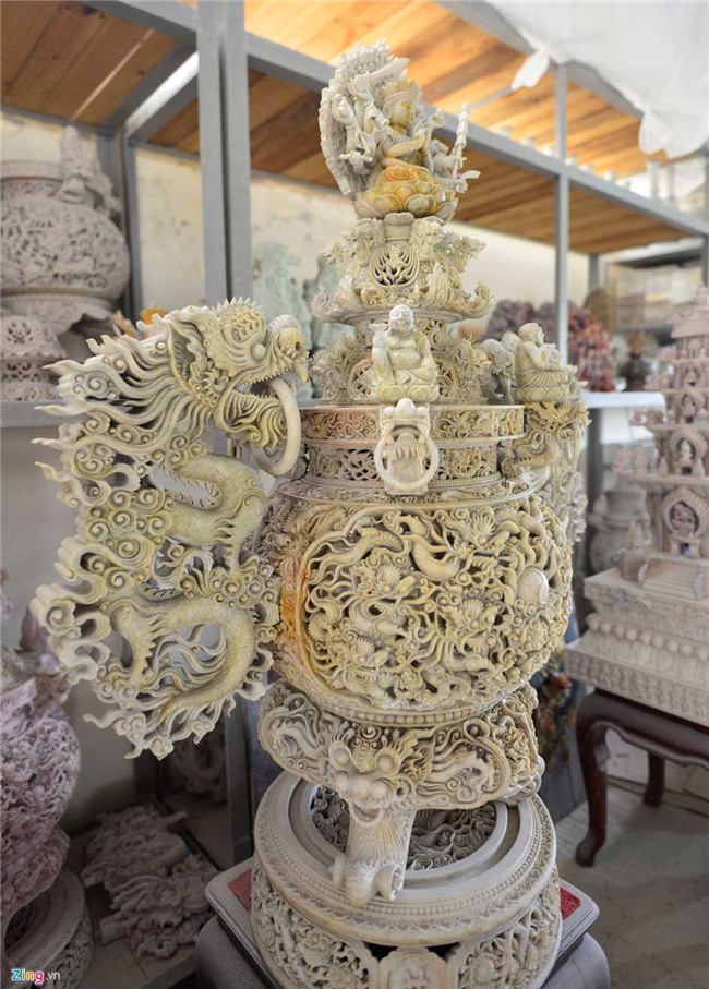 đồ thủ công, bộ lư lọ, đồ chạm khắc bằng đá