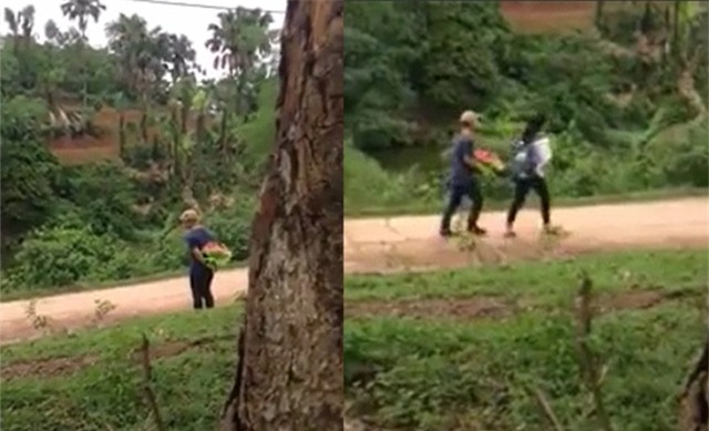 Chàng trai kiên nhẫn đứng đợi cô gái đi học về, nhưng khi nhìn thấy anh thì cô gái lại lạnh lùng bỏ đi, mặc kệ anh chàng đuổi theo trình bày. (Ảnh cắt từ clip)
