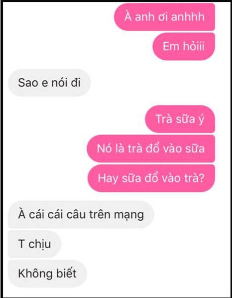 Đỉnh cao của nhắn tin cưa cẩm bây giờ: Trà sữa là trà đổ vào sữa hay sữa đổ vào trà? - Ảnh 4.