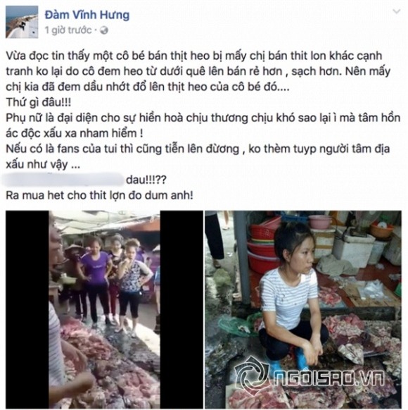 sao việt, đàm vĩnh hưng, đàm vĩnh hưng mua thịt lợn, đàm vĩnh hưng mua thịt lợn bị tạt dầu luyn