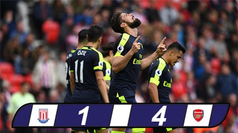 Đại thắng Stoke, Arsenal tiếp tục nuôi mộng Top 4