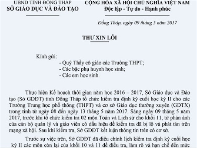 Vu lo de thi lop 11 o Dong Thap: Giao vien mang de thi di 'tra on' hinh anh 2