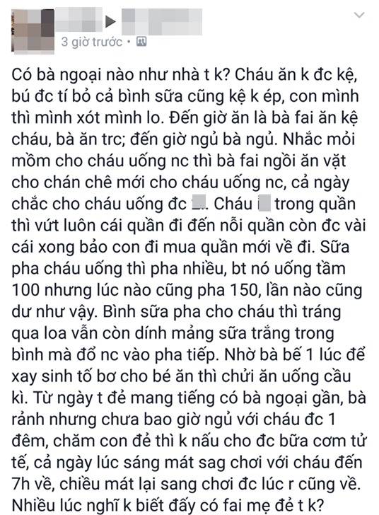 Con gái nói xấu mẹ đẻ vừa bẩn vừa lười, rảnh mà ham ngủ, không thức đêm trông cháu khiến dân mạng dậy sóng - Ảnh 1.