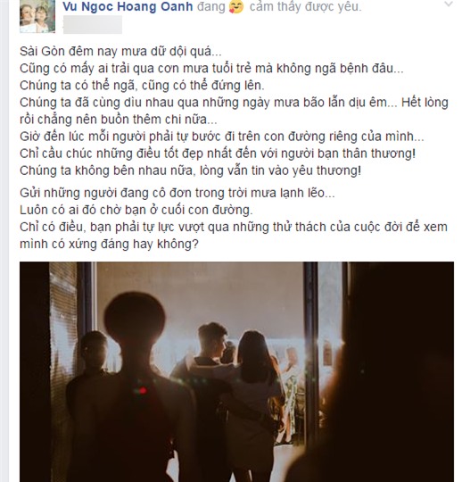 Cảm giác thật buồn với những dòng chữ đầy trải lòng của Hoàng Oanh: