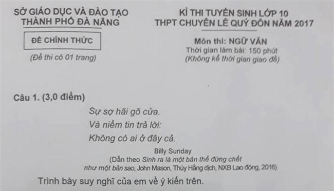 Tranh luan ve de thi Ngu van vao truong chuyen o Da Nang hinh anh 1