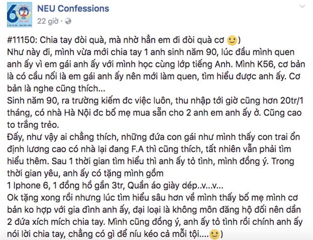 Chuyện dở khóc dở cười: Chia tay, nhờ em gái cầm hoá đơn 20 triệu đi đòi quà - Ảnh 1.
