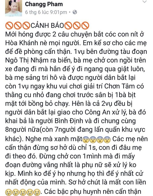 Hai cô gái dựng chuyện trẻ con bị bắt cóc ở Đà Nẵng để câu like bán hàng trên facebook - Ảnh 1.