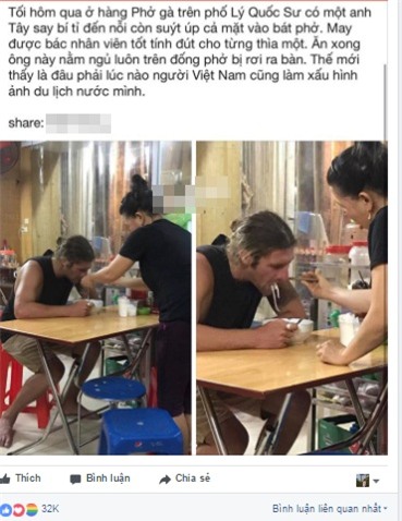 Anh Tây say bí tỉ không cầm nổi đũa, bác bán hàng chạy tới đút như chăm con khiến cộng đồng mạng cảm động - Ảnh 2.