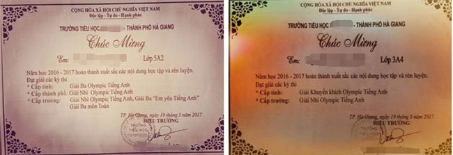 giấy khen, tiểu học, học sinh