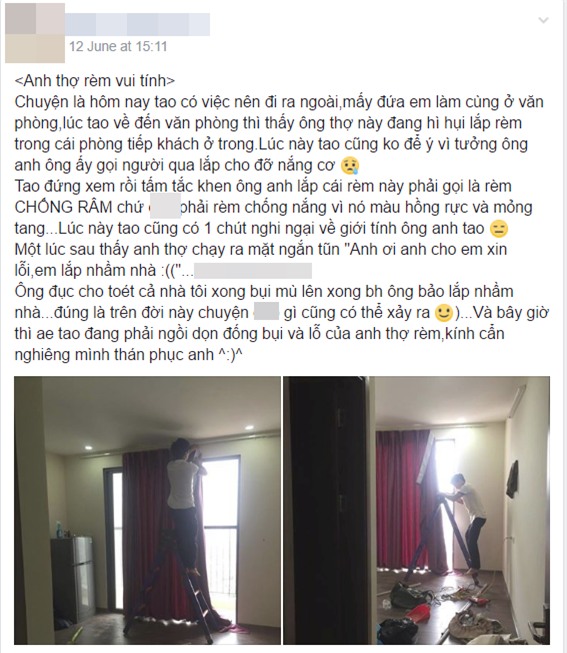 Vừa tấm tắc khen rèm chống nắng đẹp, anh chủ ngớ người khi biết... thợ vào nhầm nhà - Ảnh 1.