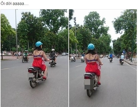 Co gai 'mac vay nhu khong' vo tu chay xe tren duong hinh anh 1