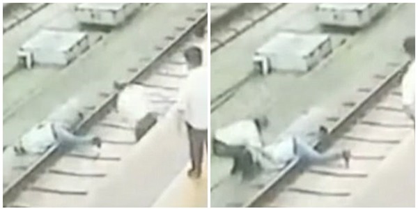 Clip: Bị sàm sỡ, người phụ nữ đẩy đối phương ngã sấp mặt xuống đường ray tàu hỏa - Ảnh 3.