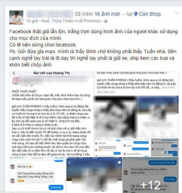 Tài khoản N. T. B cảnh báo bạn bè mình bị lấy ảnh lập Facebook giả