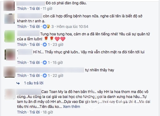 Cao Toàn Mỹ, sao nam Việt, Hoa hậu Trương Hồ Phương Nga, sao Việt lên tiếng vụ hoa hậu Phương Nga, sao Việt