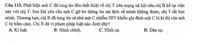 'Hai cau hoi trong de thi Giao duc cong dan chua chat che' hinh anh 2