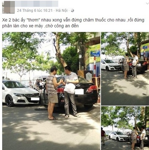 Hành động bình thường hóa bất thường của 2 tài xế ô tô sau va chạm - Ảnh 1.