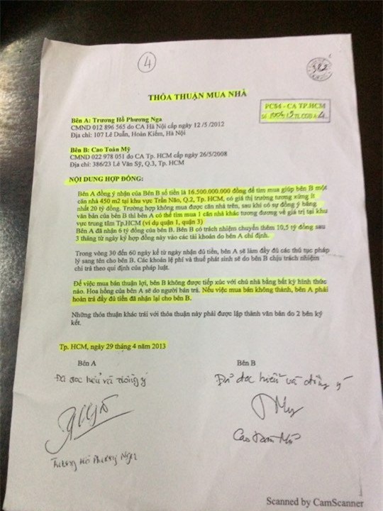 Trương Hồ Phương Nga, Hồ Phương Nga, Cao Toàn Mỹ, Hợp đồng tình ái