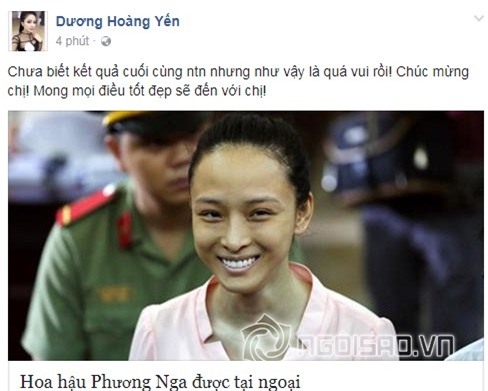 Sao Viet dong loat chuc mung khi Hoa hau Phuong Nga duoc tai ngoai