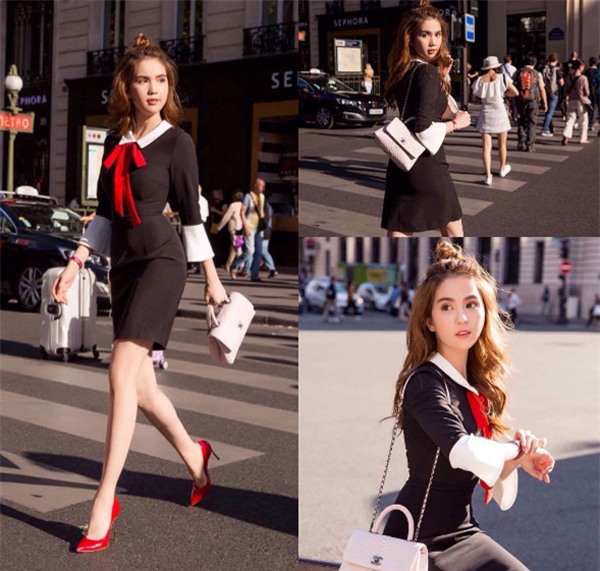 ngoc trinh bi "bat qua tang" mac vay nhai hang hieu giong cua ho ngoc ha - 1