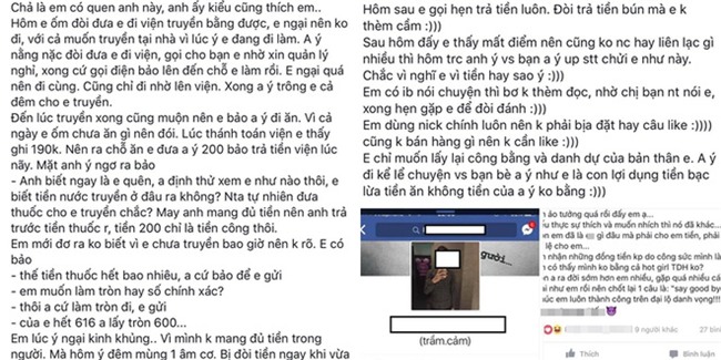 Hết hồn thanh niên tán gái kiểu mới: bắt cô gái đi viện truyền nước rồi ghi nợ 600k, trả tiền xong vẫn dọa đánh - Ảnh 1.