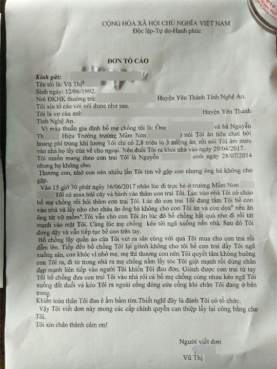 Con dâu tố mẹ chồng là hiệu trưởng trường mầm non hành hung, không cho gặp con - Ảnh 1.