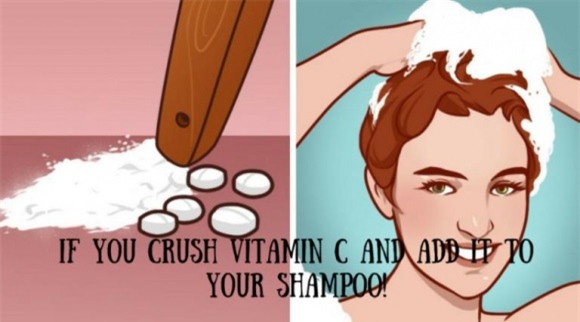 hạ màu tóc, màu tóc, hạ màu tóc nhuộm, nhuộm tóc, thêm vitamin C vào dầu gội, giảm bớt màu nhuộm tóc, nghiền Vitamin C và thêm vào dầu gội đầu, giảm độ đậm của màu tóc nhuộm