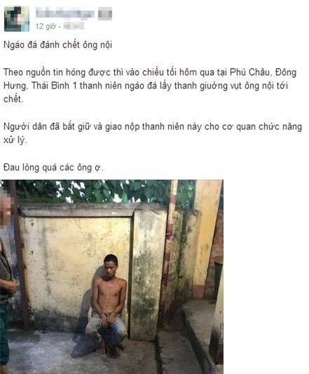 Thái Bình: Phẫn nộ nam thanh niên nghi ngáo đá dùng thanh gỗ đánh ông nội tử vong - Ảnh 1.