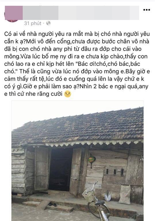 Lần đầu tiên ra mắt nhà chồng sắp cưới, cô gái nhớ đến già vì vừa đến cổng đã bị... chó cắn mông - Ảnh 1.