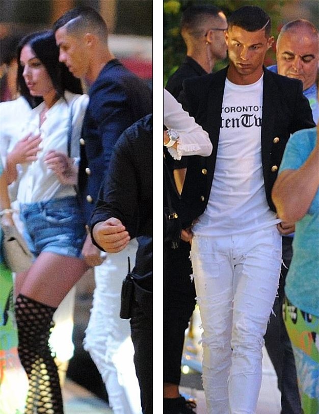 Georgina diện đồ chật, đi giày cao gót khi ăn tối cùng Ronaldo - Ảnh 1.