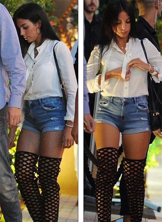 Georgina diện đồ chật, đi giày cao gót khi ăn tối cùng Ronaldo - Ảnh 2.