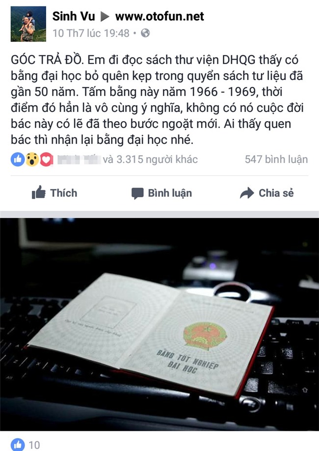 lo dien chu nhan bang dh 50 nam bo quen trong thu vien dh quoc gia hinh anh 1