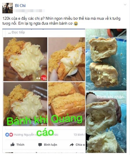 Tốn 120k mua bánh mì phô mai quảng cáo ruột đầy đặc quánh, cô nàng nhận về ổ bột cứng đơ phết tí tẹo nhân - Ảnh 1.