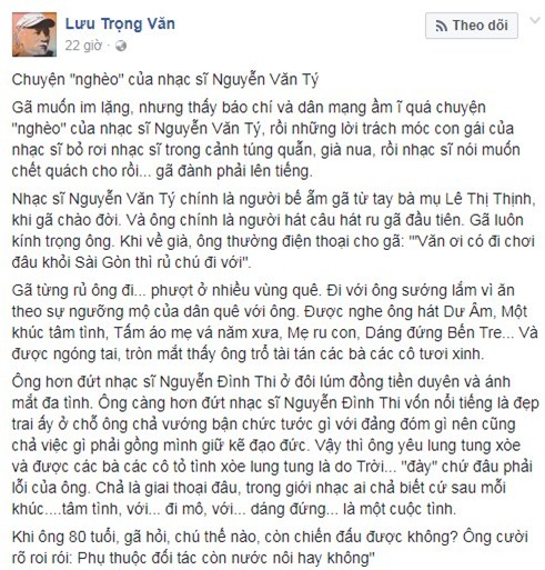 nhạc sĩ Nguyễn Văn Tý, con gái nhạc sĩ Nguyễn Văn Tý, nhạc sĩ Nguyễn Văn Tý bị bỏ rơi,