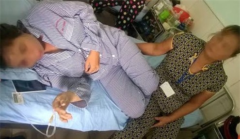 Chị L tại bệnh viện (ảnh CTV)