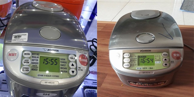 Bên trái là nồi mới tại siêu thị, còn bên phải là hàng cũ được người bán quảng cáo giống y hệt nhau