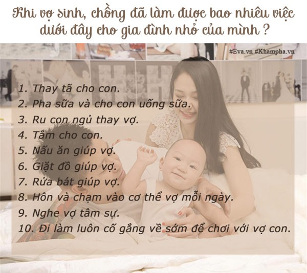 me bim sua no nuc cham diem chong theo trao luu "10 viec khi vo sinh, chong lam duoc bao nhieu" - 1