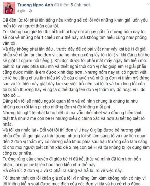 truong ngoc anh buc xuc len tieng vi bi chi trich hua lam tu thien roi bo hinh anh 2