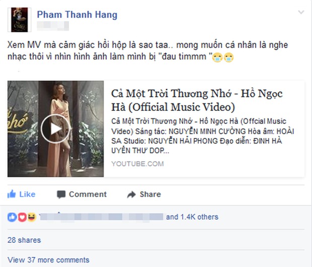 Hồ Ngọc Hà cảnh báo Thanh Hằng không được đánh ghen khi xem MV mới của mình - Ảnh 1.