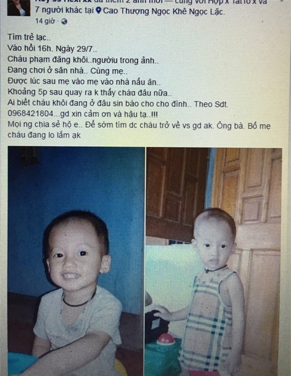 Nhiều tài khoản facebook đang chia sẻ hình ảnh và những thông tin về cháu Khôi