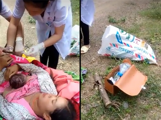 Xôn xao hình ảnh bác sĩ đỡ đẻ ngay giữa đường do sản phụ đau quằn quại, bé gái đã nhô đầu - Ảnh 2.