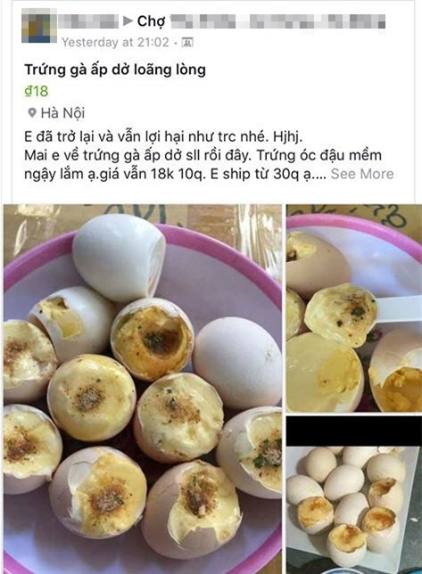 Một chủ hàng bán trứng ung trên mạng khá hút khách