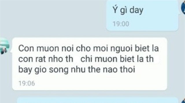 Tin nhắn qua Zalo được cha em Th. cho là của dượng út em Th. gửi cho ông trước khi Th. sinh con.