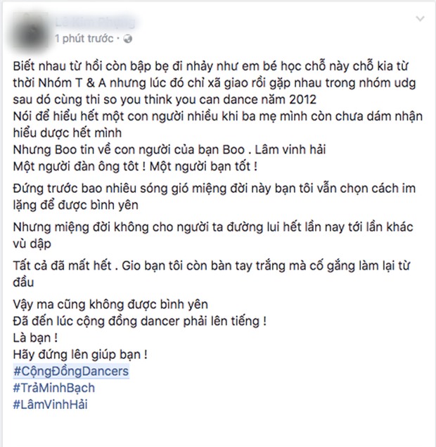 Cộng đồng dancer đồng loạt lên tiếng bảo vệ Lâm Vinh Hải - Ảnh 3.