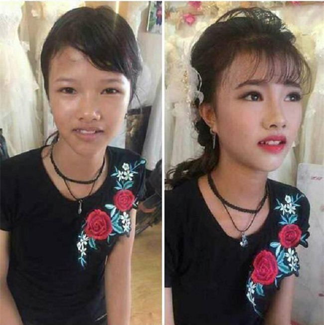 Những pha “đổi trắng thay đen” nhan sắc vi diệu của các cô dâu nhờ kỹ thuật trang điểm siêu tài tình - Ảnh 4.