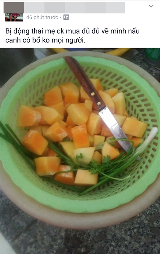 Nàng dâu trẻ động thai dọa sảy, mẹ chồng tinh tế mua đu đủ xanh về tẩm bổ - Ảnh 1.