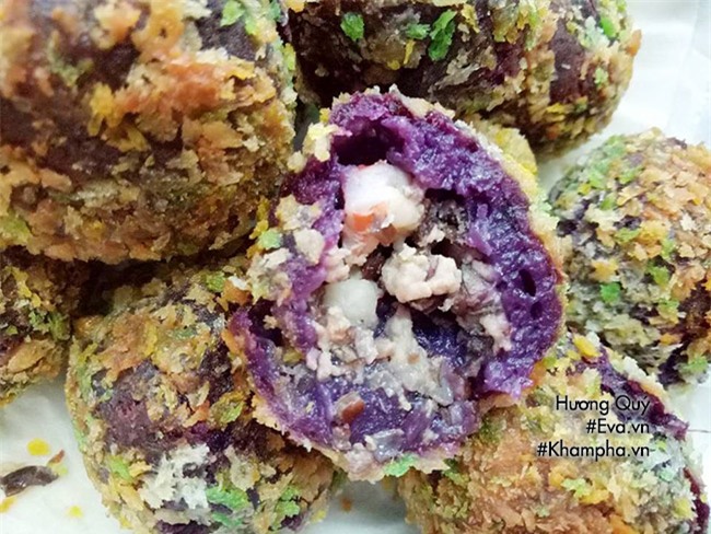 cach lam banh khoai lang tim nhan tom thit chien xu gion ngon - 11